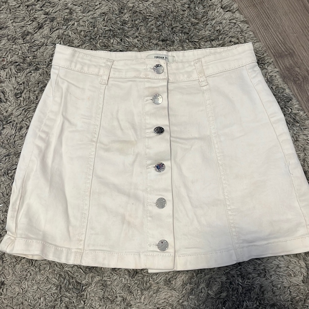 White Denim Mini Skirt